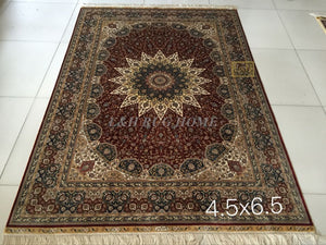 Free shipping 4.5' x 6.5' 230 Line Hand woven Silk Oriental Persian carpet Silk Rug medallion handmade