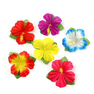 24pcs Hibiscus Flowers Hawaii Party Summer Party Diy Decorations Artificial Flowers Hula Girls Favor Hair Decoration Flower