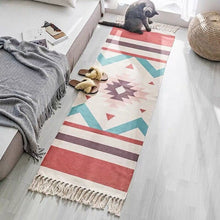 Laden Sie das Bild in den Galerie-Viewer, Ethnic Carpet Kitchen Floor Mat Long Striped Geometric Woven Carpet Scandinavian Bedroom Cotton Oriental Decorative Tapestry