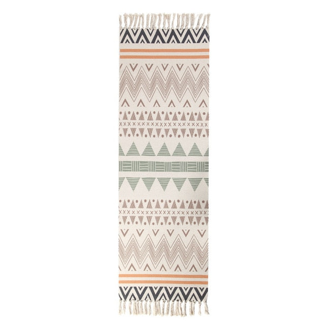 Ethnic Carpet Kitchen Floor Mat Long Striped Geometric Woven Carpet Scandinavian Bedroom Cotton Oriental Decorative Tapestry