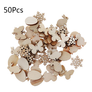 50pcs Laser Cut Wood Easter Egg And Rabbit Embellishment Wooden Shape Craft Wedding Decor