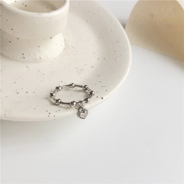 Ins New Fashion Gothic Heart Shaped Pendant Men Rings For Women Jewelry Birthday Gift Romantic Wedding Engagement Drop Shipping