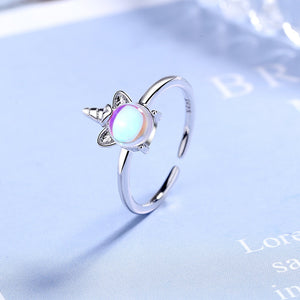 CHENGXUN Teen Girls Rings Silver Cute Unicorn Rings Charm Jewelry for Kids Daughter Birthday Wedding Gift Ring