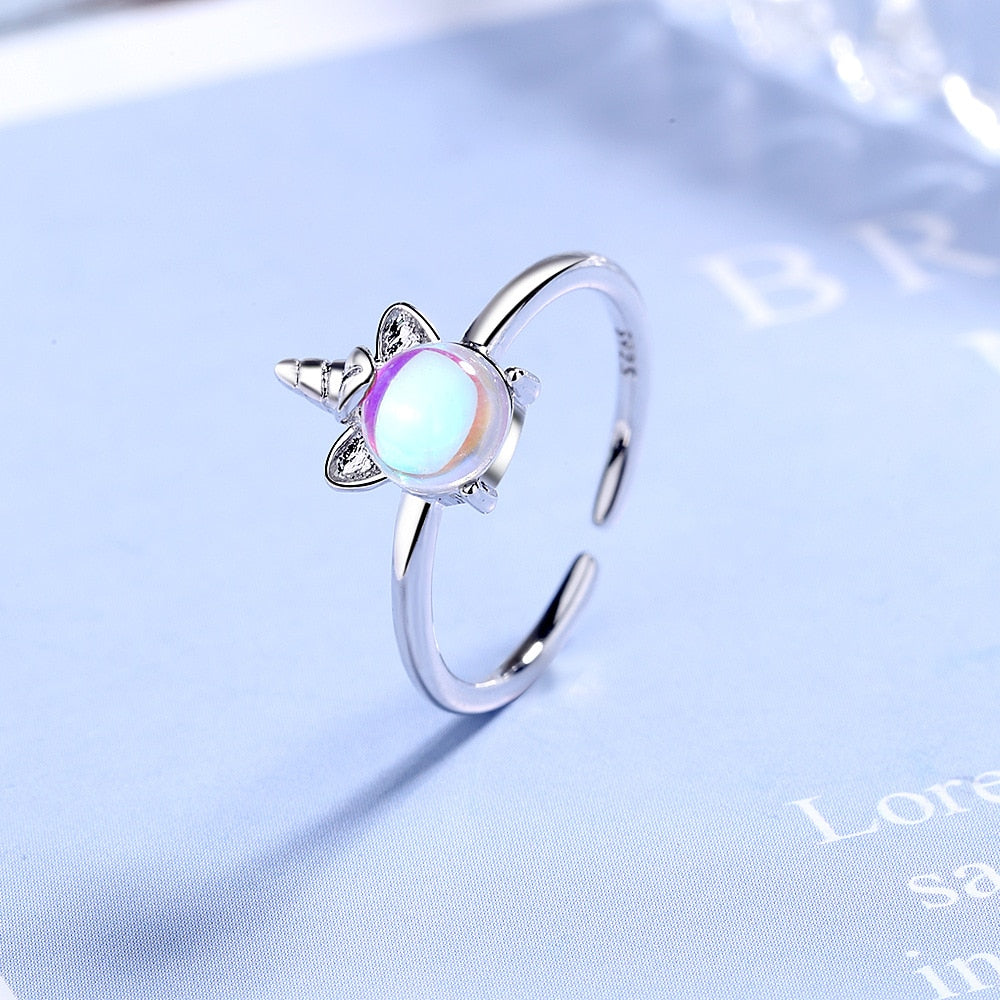 CHENGXUN Teen Girls Rings Silver Cute Unicorn Rings Charm Jewelry for Kids Daughter Birthday Wedding Gift Ring