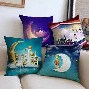 45x45cm Muslim Ramadan Decoration For Home Cotton Seat Sofa Cushion Cover Classic Lantern Throw Pillow Cover Eid Mubarak Decor