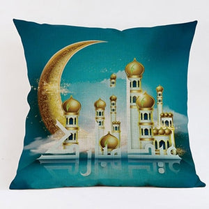 45x45cm Muslim Ramadan Decoration For Home Cotton Seat Sofa Cushion Cover Classic Lantern Throw Pillow Cover Eid Mubarak Decor