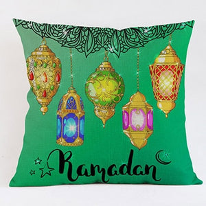 45x45cm Muslim Ramadan Decoration For Home Cotton Seat Sofa Cushion Cover Classic Lantern Throw Pillow Cover Eid Mubarak Decor