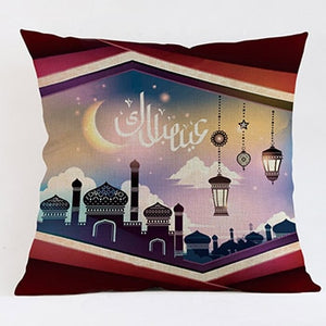 45x45cm Muslim Ramadan Decoration For Home Cotton Seat Sofa Cushion Cover Classic Lantern Throw Pillow Cover Eid Mubarak Decor