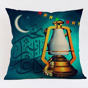 45x45cm Muslim Ramadan Decoration For Home Cotton Seat Sofa Cushion Cover Classic Lantern Throw Pillow Cover Eid Mubarak Decor