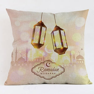 45x45cm Muslim Ramadan Decoration For Home Cotton Seat Sofa Cushion Cover Classic Lantern Throw Pillow Cover Eid Mubarak Decor