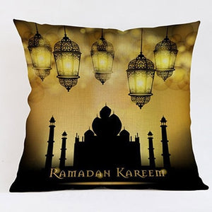 45x45cm Muslim Ramadan Decoration For Home Cotton Seat Sofa Cushion Cover Classic Lantern Throw Pillow Cover Eid Mubarak Decor