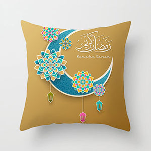 45x45cm Muslim Ramadan Decoration For Home Cotton Seat Sofa Cushion Cover Classic Lantern Throw Pillow Cover Eid Mubarak Decor