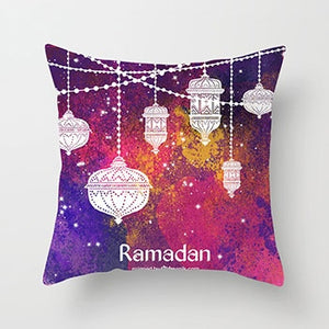 45x45cm Muslim Ramadan Decoration For Home Cotton Seat Sofa Cushion Cover Classic Lantern Throw Pillow Cover Eid Mubarak Decor