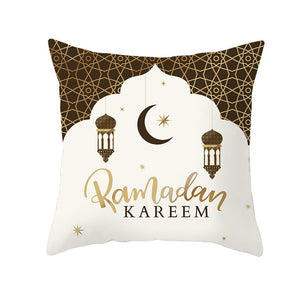 45x45cm Muslim Ramadan Decoration For Home Cotton Seat Sofa Cushion Cover Classic Lantern Throw Pillow Cover Eid Mubarak Decor