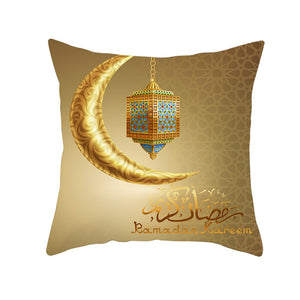 45x45cm Muslim Ramadan Decoration For Home Cotton Seat Sofa Cushion Cover Classic Lantern Throw Pillow Cover Eid Mubarak Decor