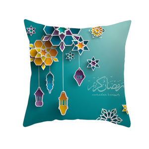 45x45cm Muslim Ramadan Decoration For Home Cotton Seat Sofa Cushion Cover Classic Lantern Throw Pillow Cover Eid Mubarak Decor