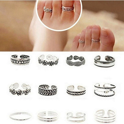 Vintage Foot Ring Set for Women Beach Toe Set Ring Summer Sexy Charm Open Foot Rings Jewelry Accessories Gifts